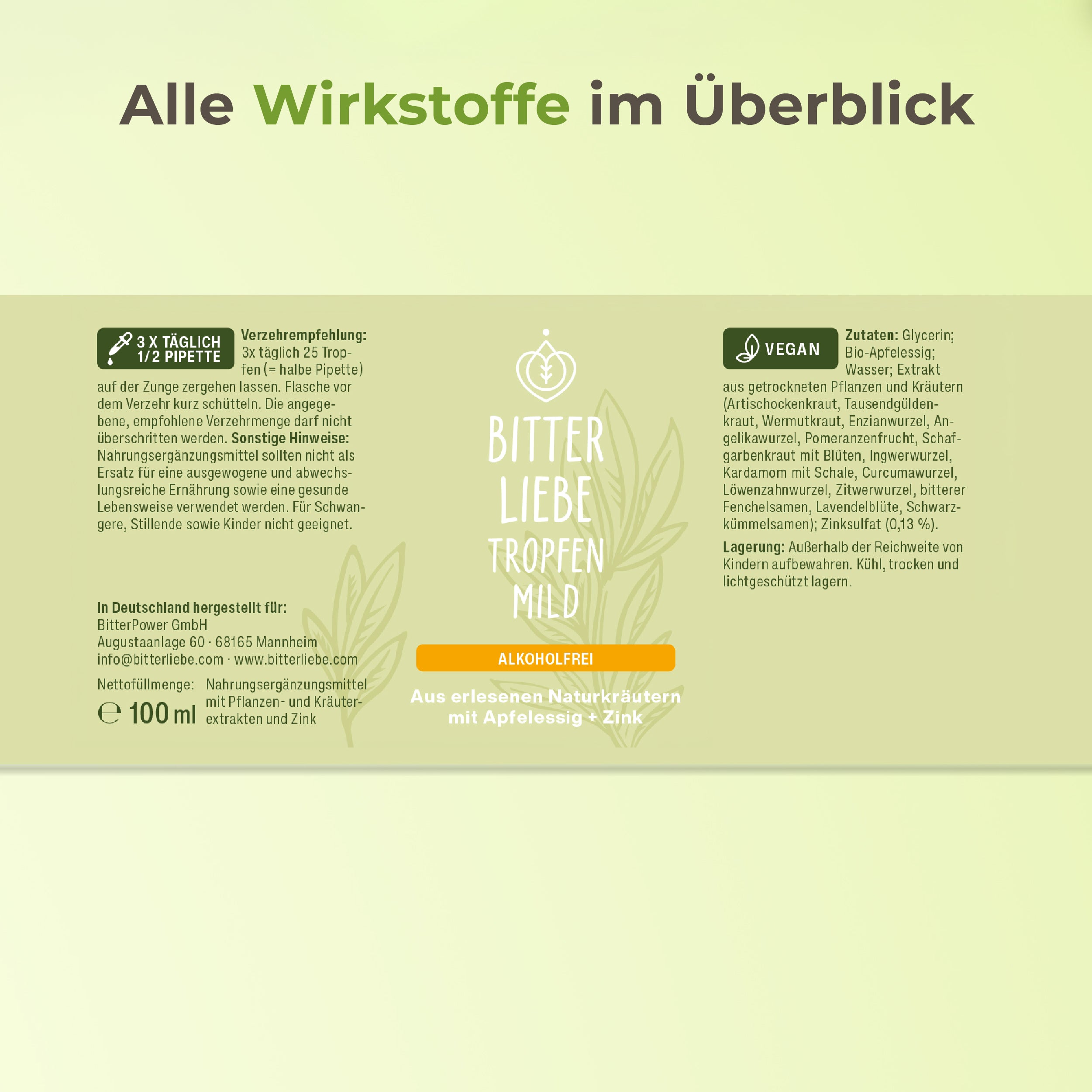 BitterLiebe Tropfen mild - ohne Alkohol
