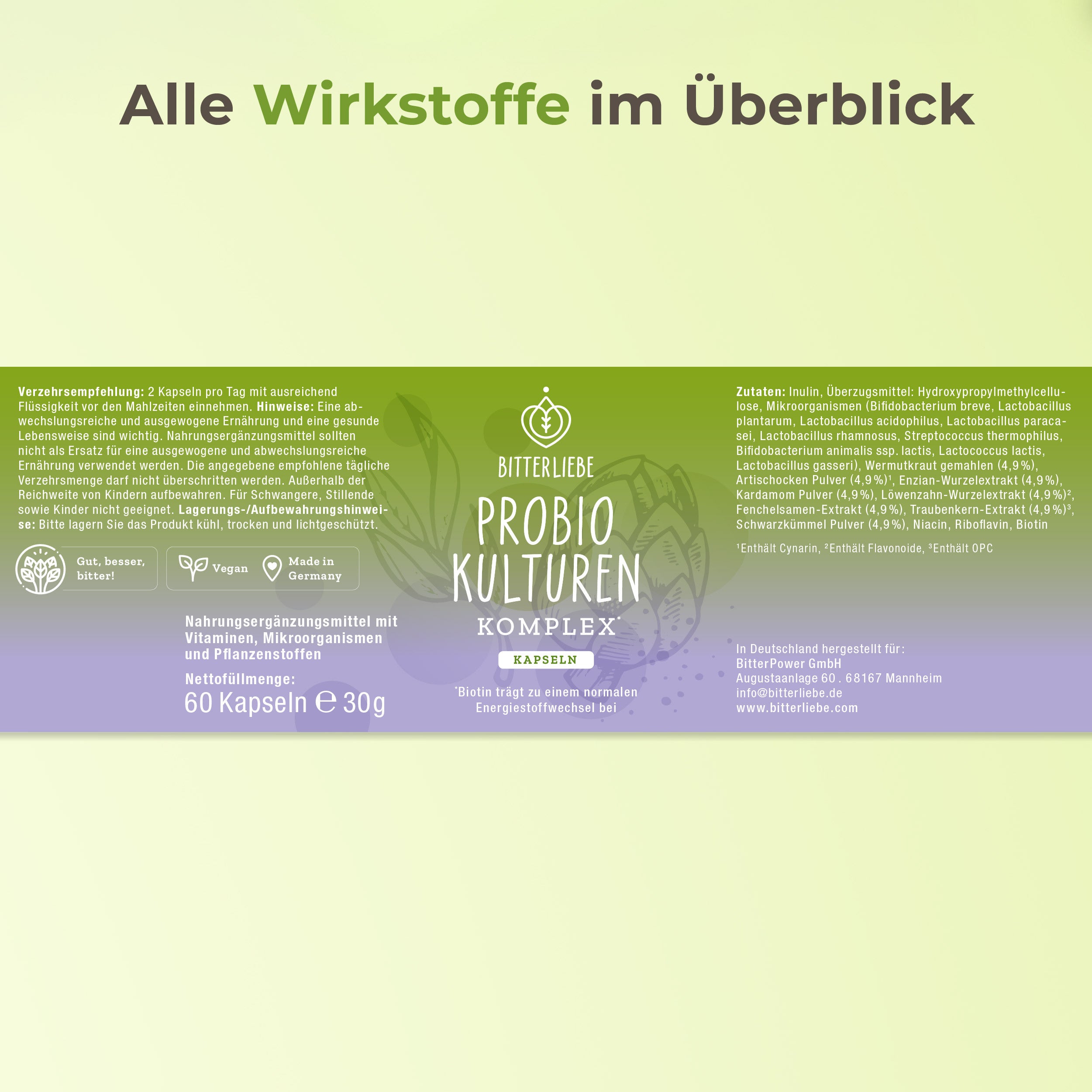 Bitter Probio-Kulturen Komplex Kapseln
