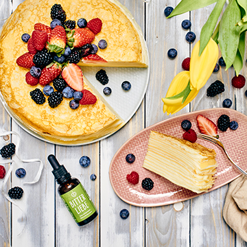 Eierlikör Crêpe Torte mit BitterLiebe Tropfen