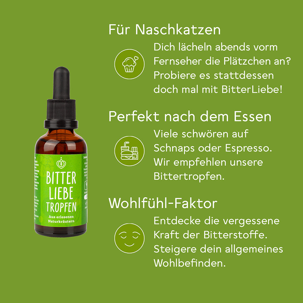 BitterLiebe 50ml (3er Paket) - Bittertropfen mit studienbasierter Wirkung 1-1-DE