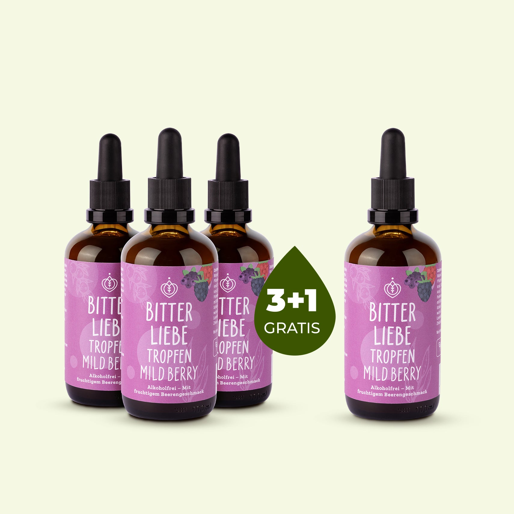 BitterLiebe Tropfen Mild Berry - 4 für 3 Set